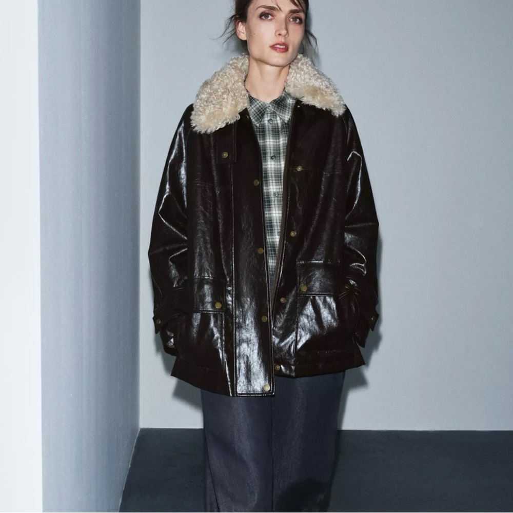 NWT ZARA FAUX FUR COLLAR JACKET ZW COLLECTION